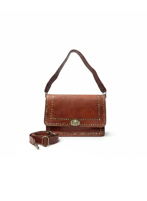 detalle marrón oscuro bolso de mano de piel marrón para mujer — ref. CJ7048