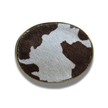 Hebilla Ovalada Animal Print Vaca en Piel - CJ3591
