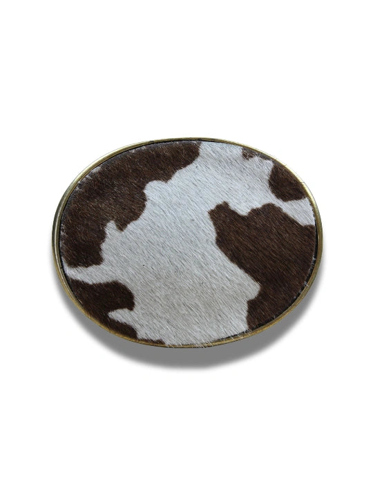 Hebilla Ovalada Animal Print Vaca en Piel - CJ3591