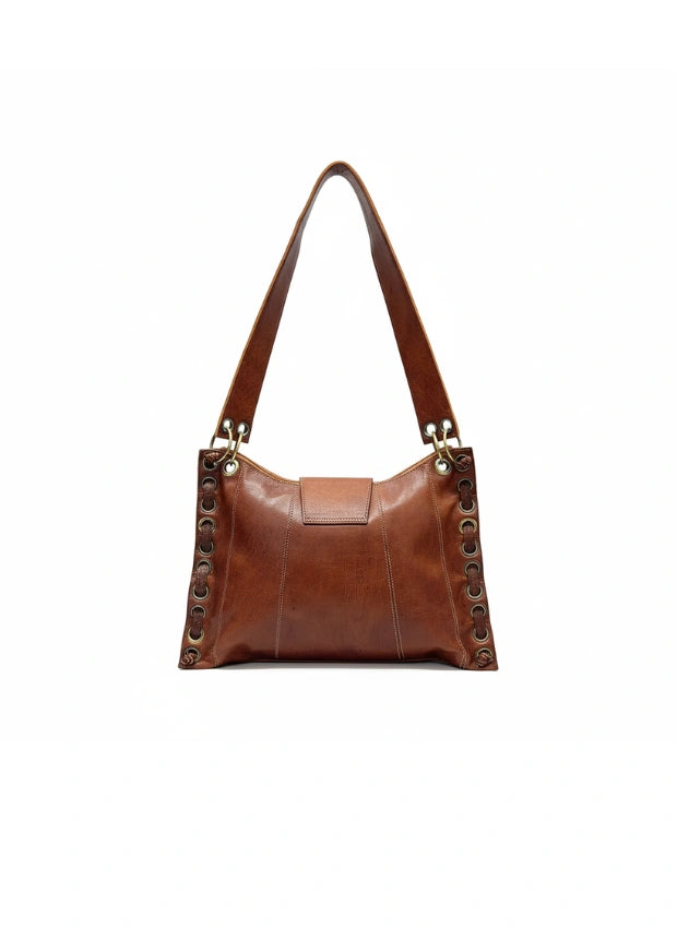 vista 5 marrón bolso de mano de piel marrón para mujer — CJ2009