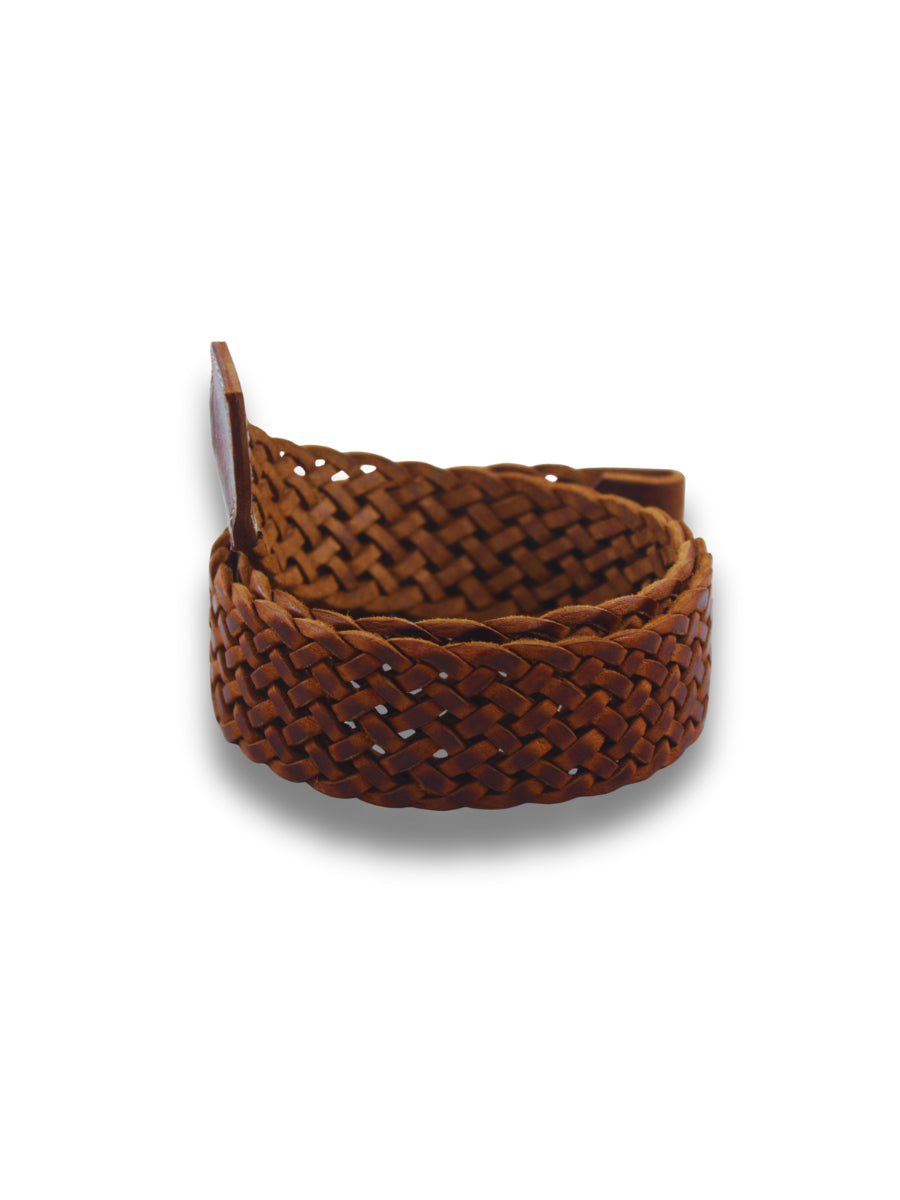 detalle negro cinturón de piel marrón para unisex — ref. CJ4405