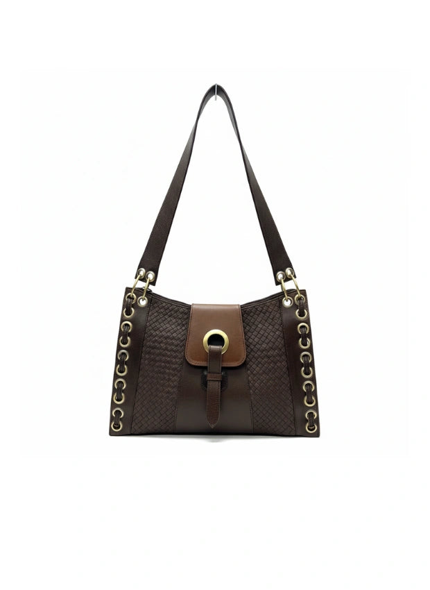 vista 4 marrón bolso de mano de piel marrón para mujer — CJ2009