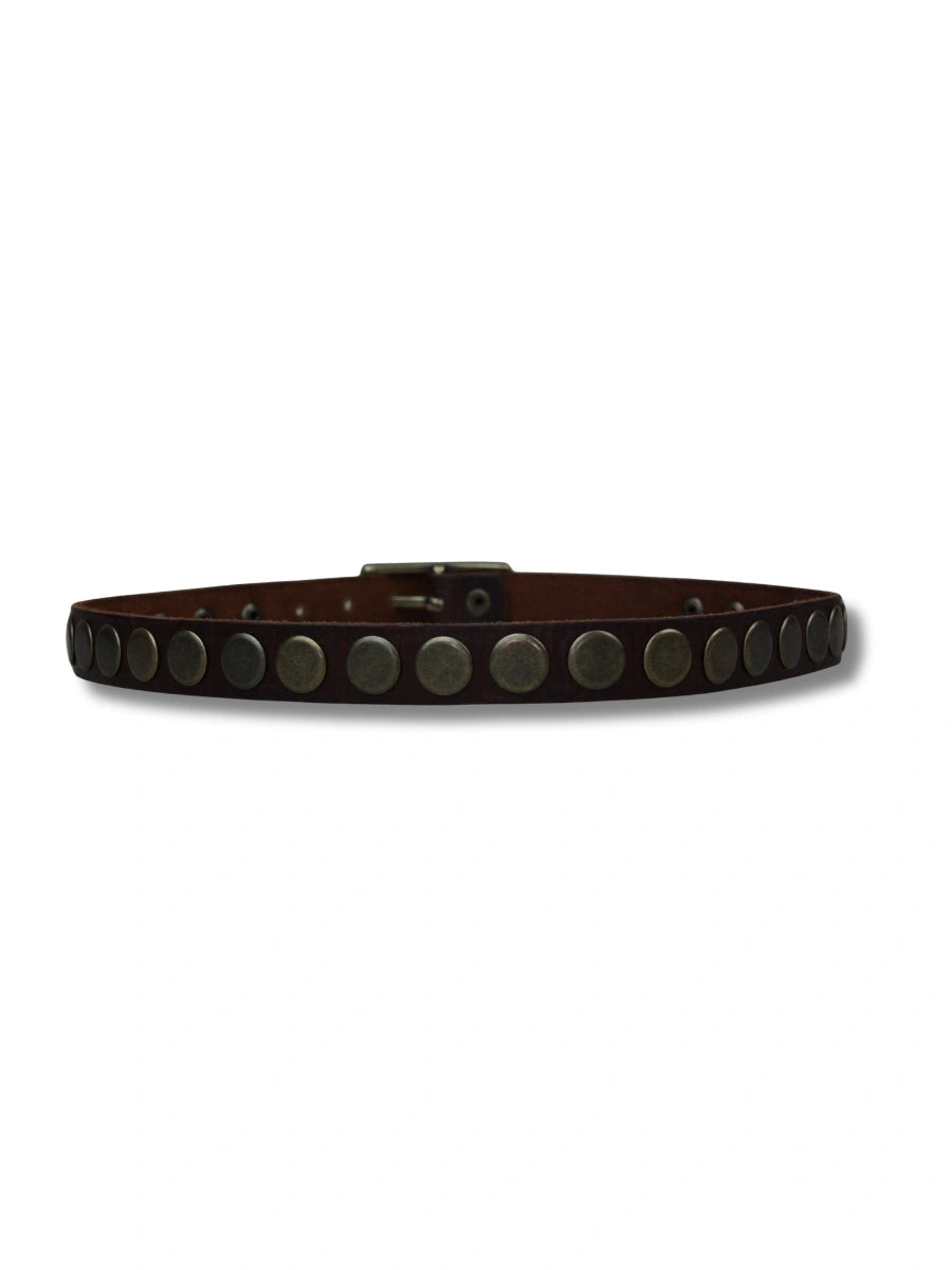 detalle 85 cinturon piel tachuelas rockero estrecho mayorista — ref. CJ3027