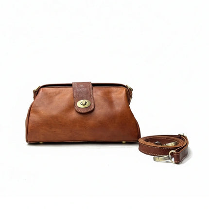 detalle negro bolso de mano de piel marrón para mujer — ref. CJ7074