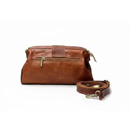 vista 4 marrón bolso de mano de piel marrón para mujer — CJ7074
