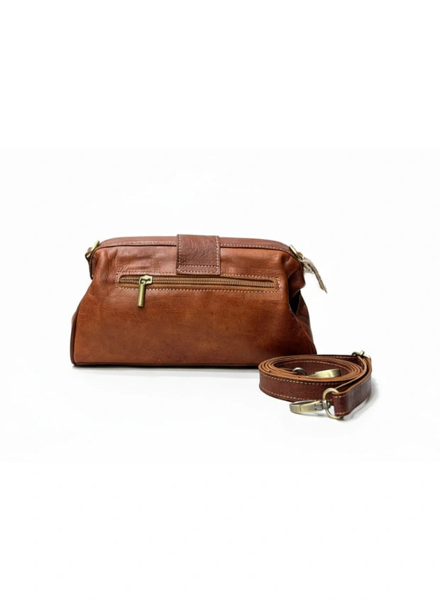 vista 4 marrón bolso de mano de piel marrón para mujer — CJ7074