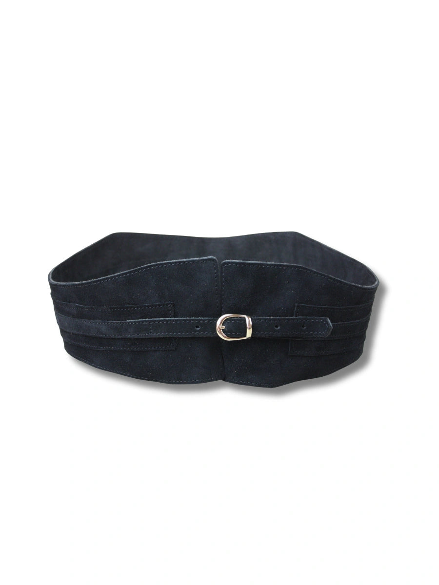 cinturón de piel negro para unisex negro vista frontal — CJ1250