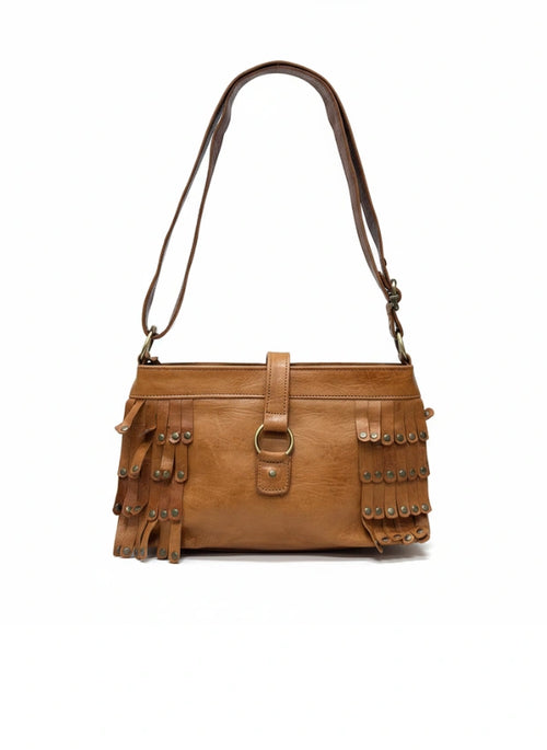 bolso de mano de piel marrón para mujer marrón vista frontal — CJ5446