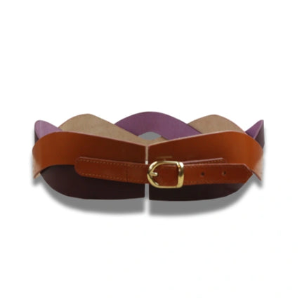 Fajín de Piel Entrelazado Bicolor con Hebilla Dorada -CJ1246-2