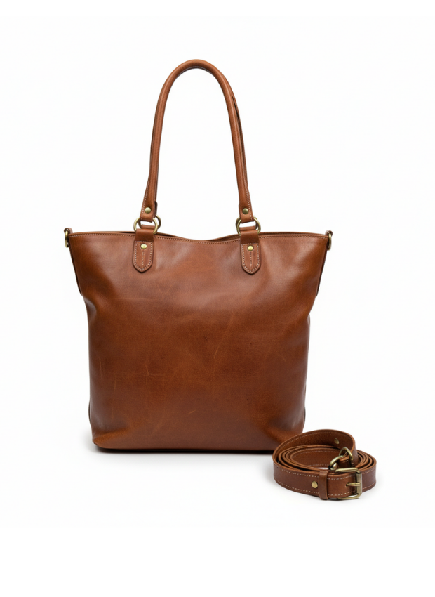 vista 3 marrón oscuro bolso shopper de piel marrón para mujer — CJ6421