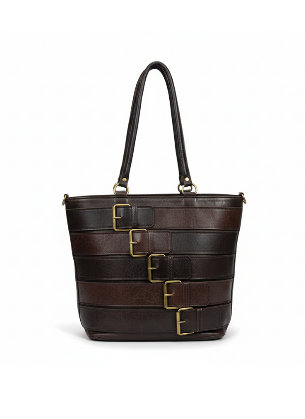 vista 4 marrón bolso shopper de piel marrón para mujer — CJ6421