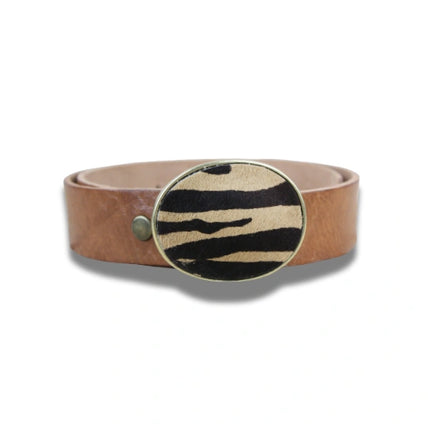 Hebilla Ovalada Animal Print Tigre en Piel - CJ3591