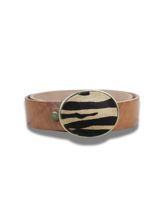 Hebilla Ovalada Animal Print Tigre en Piel - CJ3591