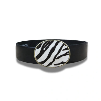 Hebilla Ovalada Animal Print Cebra en Piel - CJ3591