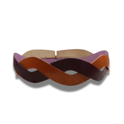 Fajín de Piel Entrelazado Bicolor con Hebilla Dorada -CJ1246-2