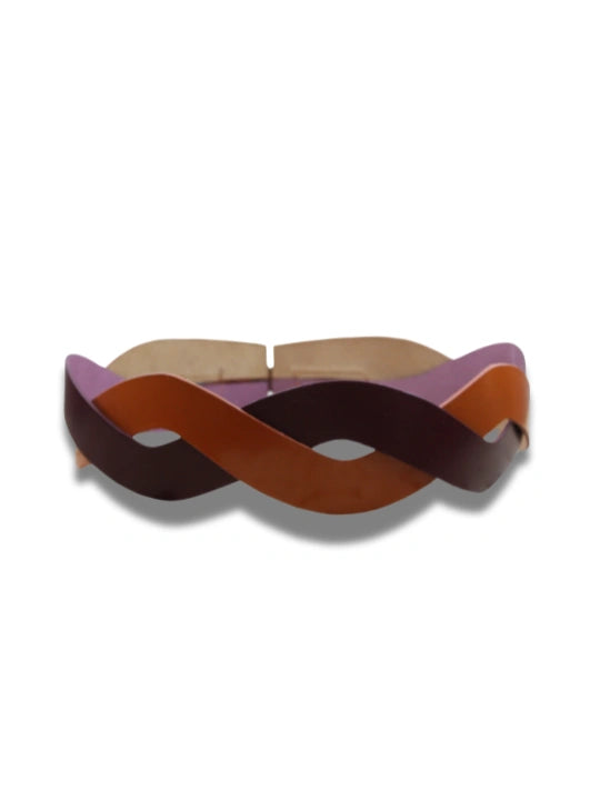 Fajín de Piel Entrelazado Bicolor con Hebilla Dorada -CJ1246-2