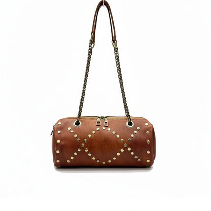 detalle marrón bolso de mano de piel marrón para mujer — ref. CJ5242