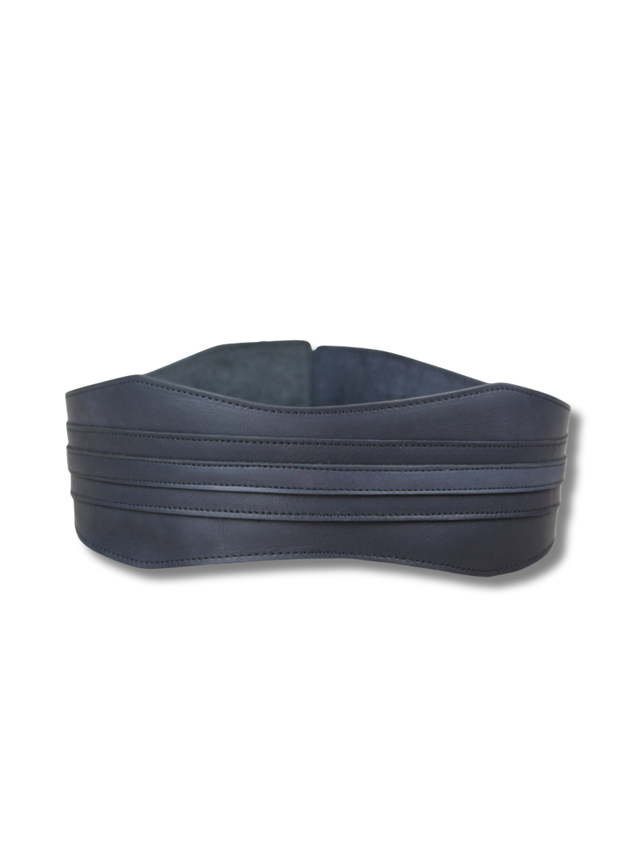 vista 8 negro cinturon fajin ancho estructurado piel marron — CJ1228