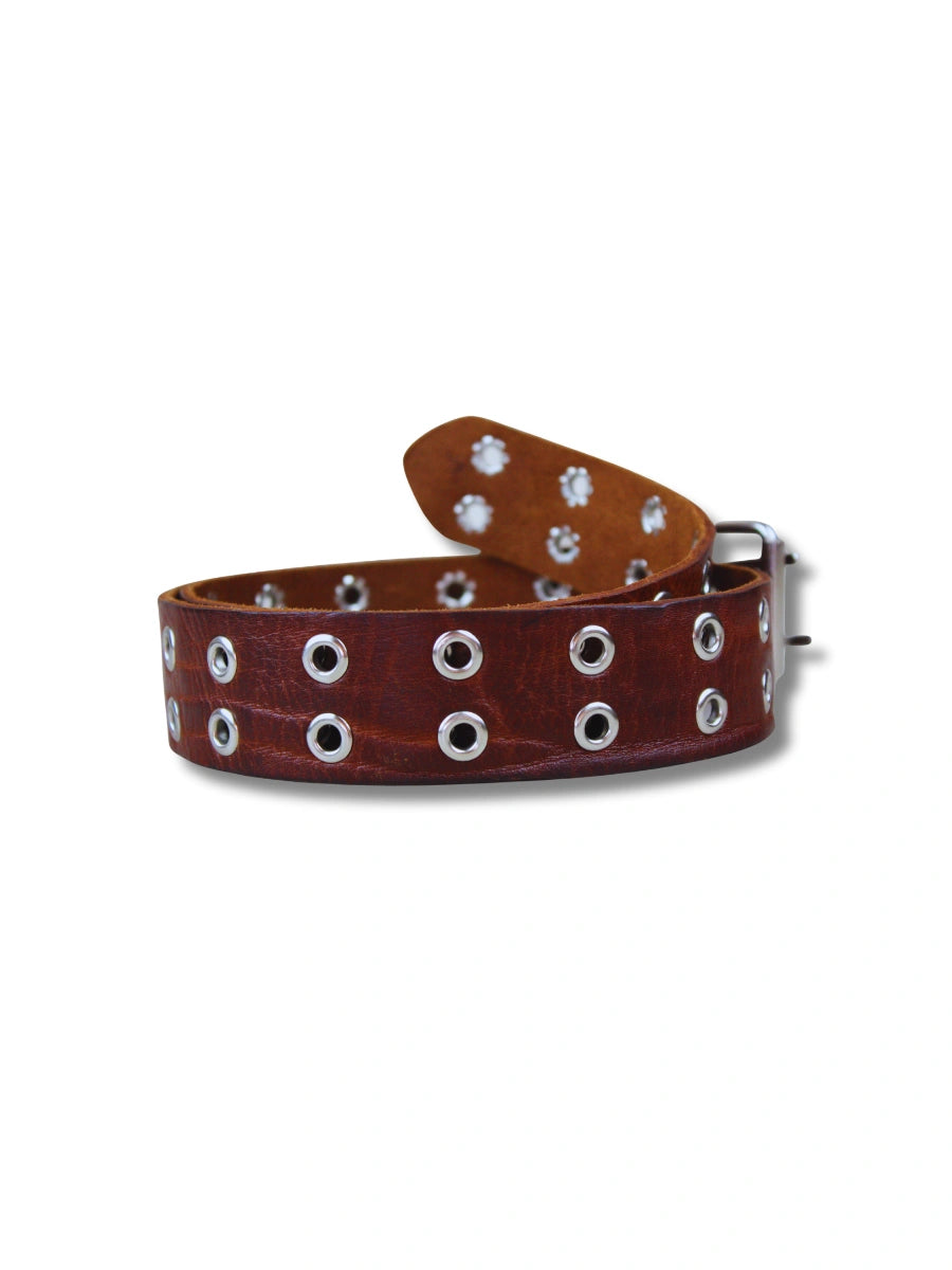 detalle cinturon piel doble ojal rock mayorista — ref. CJ0707