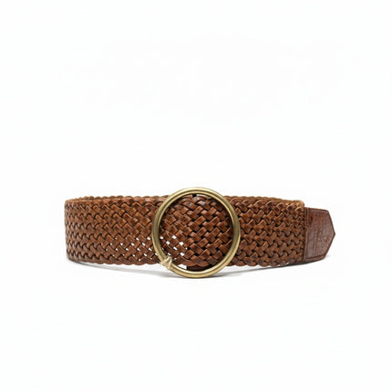 cinturón de piel marrón para unisex marrón vista frontal — CJ3710