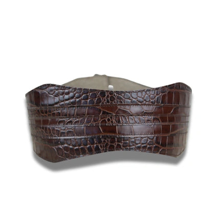 Cinturón Ancho Fajín con Grabado Cocodrilo y Hebilla Dorada - CJ1228