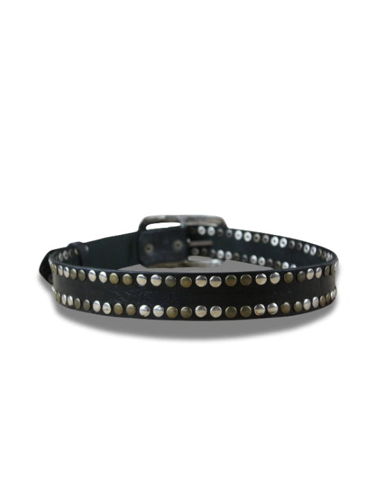 Cinturón de Piel con Múltiples Filas de Tachuelas Bicolor - CJ5022
