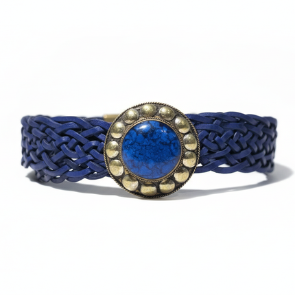 Cinturón Trenzado Ancho con Hebilla Étnica Redonda (CJ0208)