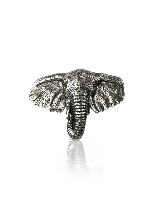 Hebilla Artesanal de Elefante para Cinturón | Plata Envejecida - CJ3411/1