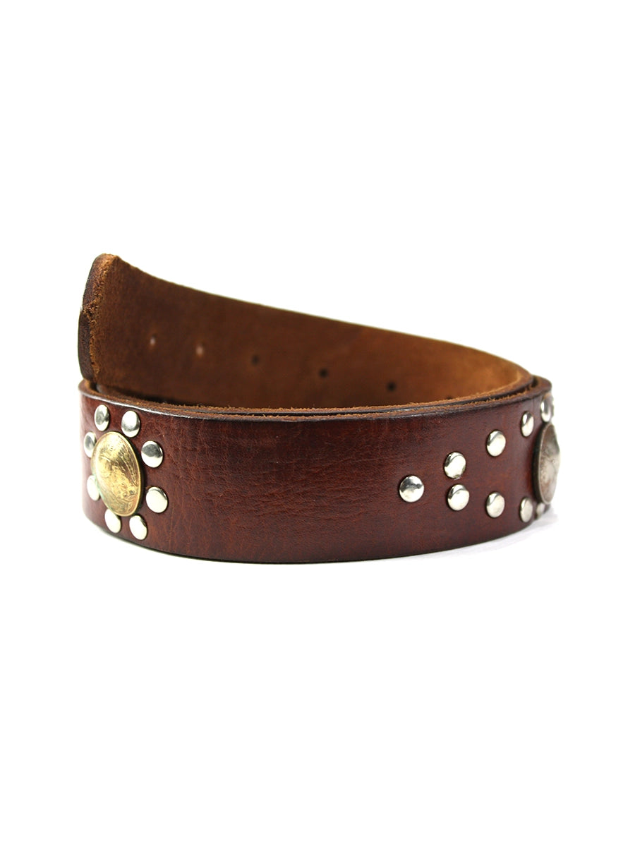 cinturón de piel marrón oscuro para unisex marrón oscuro vista frontal — CJ0445