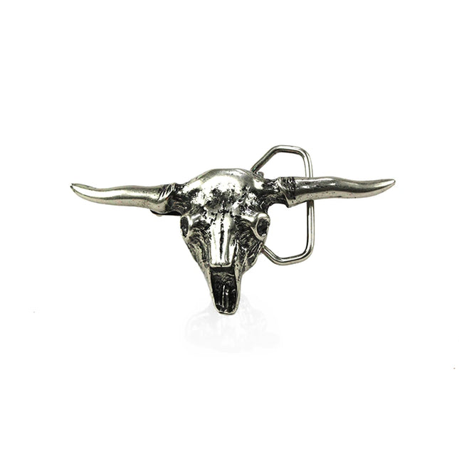 hebilla cinturon calavera toro longhorn plateado plateado vista frontal — CJ63405/1