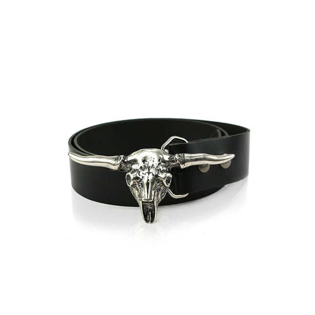 detalle dorado hebilla cinturon calavera toro longhorn plateado — ref. CJ63405/1