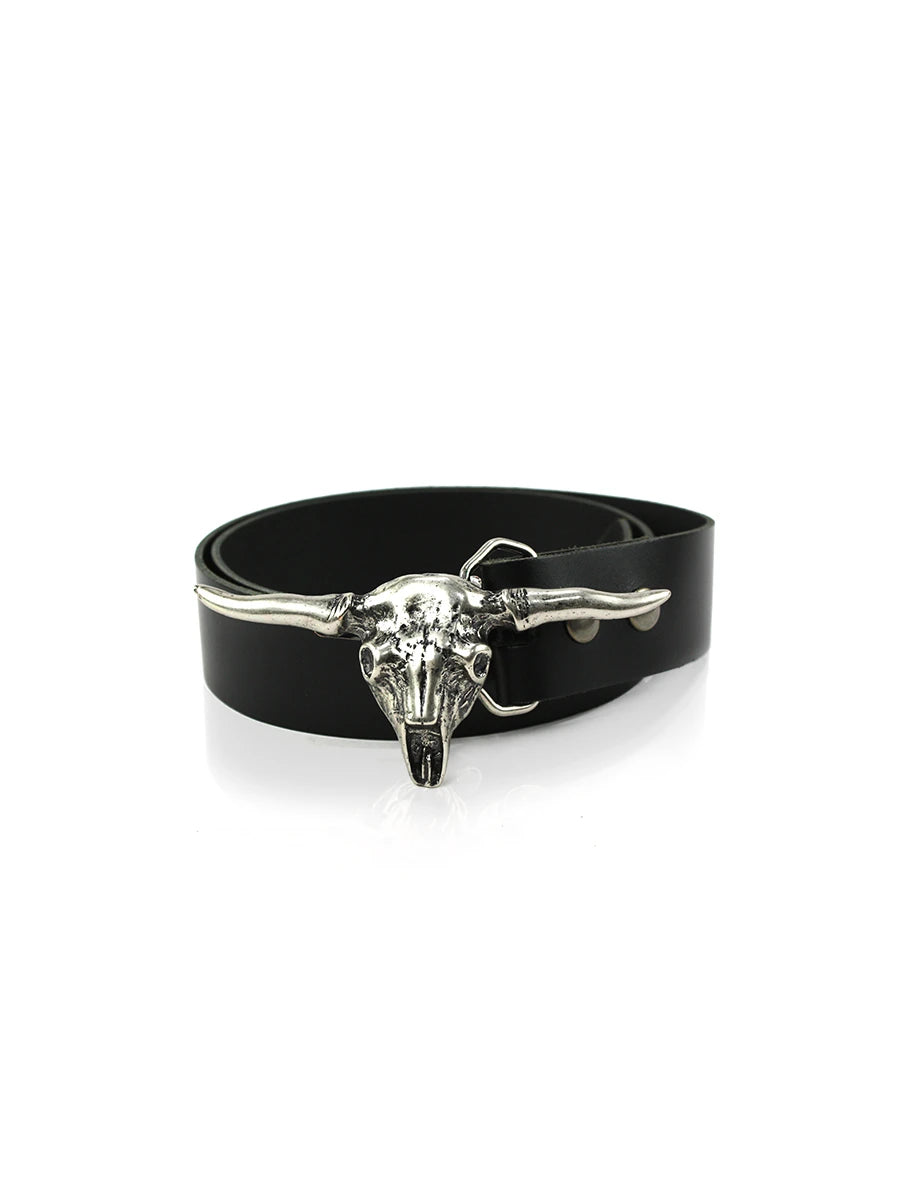 detalle dorado hebilla cinturon calavera toro longhorn plateado — ref. CJ63405/1