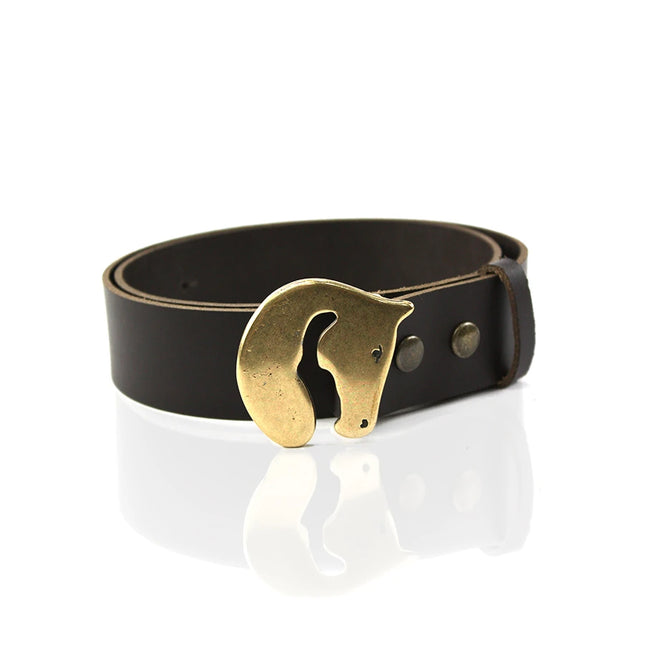 detalle bronce hebilla cinturon caballo minimalista dorado — ref. CJ63731/3