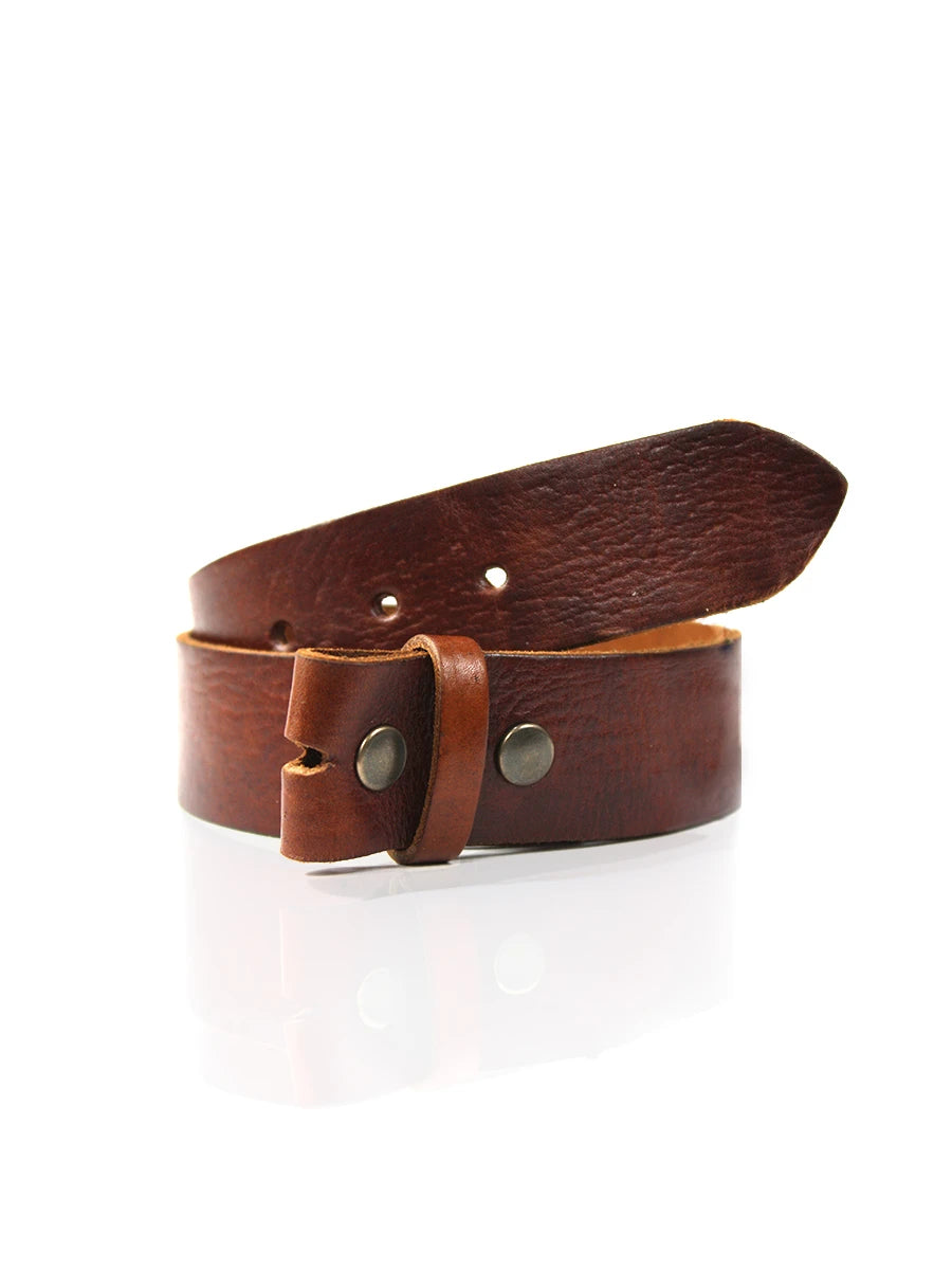 detalle marrón oscuro cinturón de piel marrón oscuro para unisex — ref. CJ4401