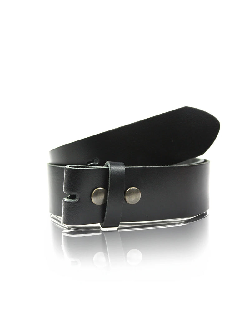 Cinturón de Piel 4cm Negro Unisex | CJ4415
