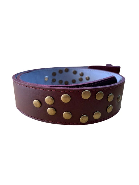 cinturón de piel burdeos para unisex burdeos vista frontal — CJ5542