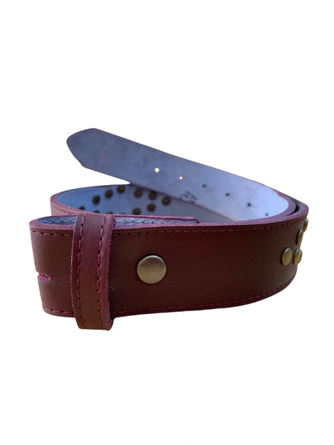 detalle burdeos cinturón de piel burdeos para unisex — ref. CJ5542