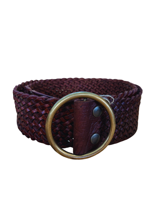 detalle marrón oscuro cinturón de piel negro para unisex — ref. CJ5663
