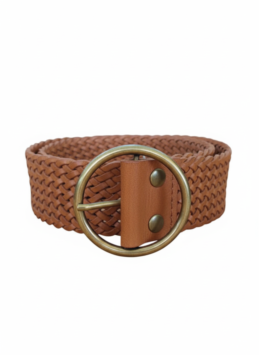 vista 3 marrón claro cinturón de piel negro para unisex — CJ5663