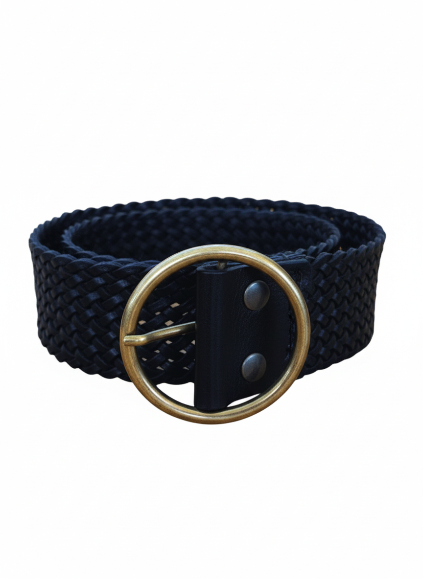 cinturón de piel negro para unisex negro vista frontal — CJ5663