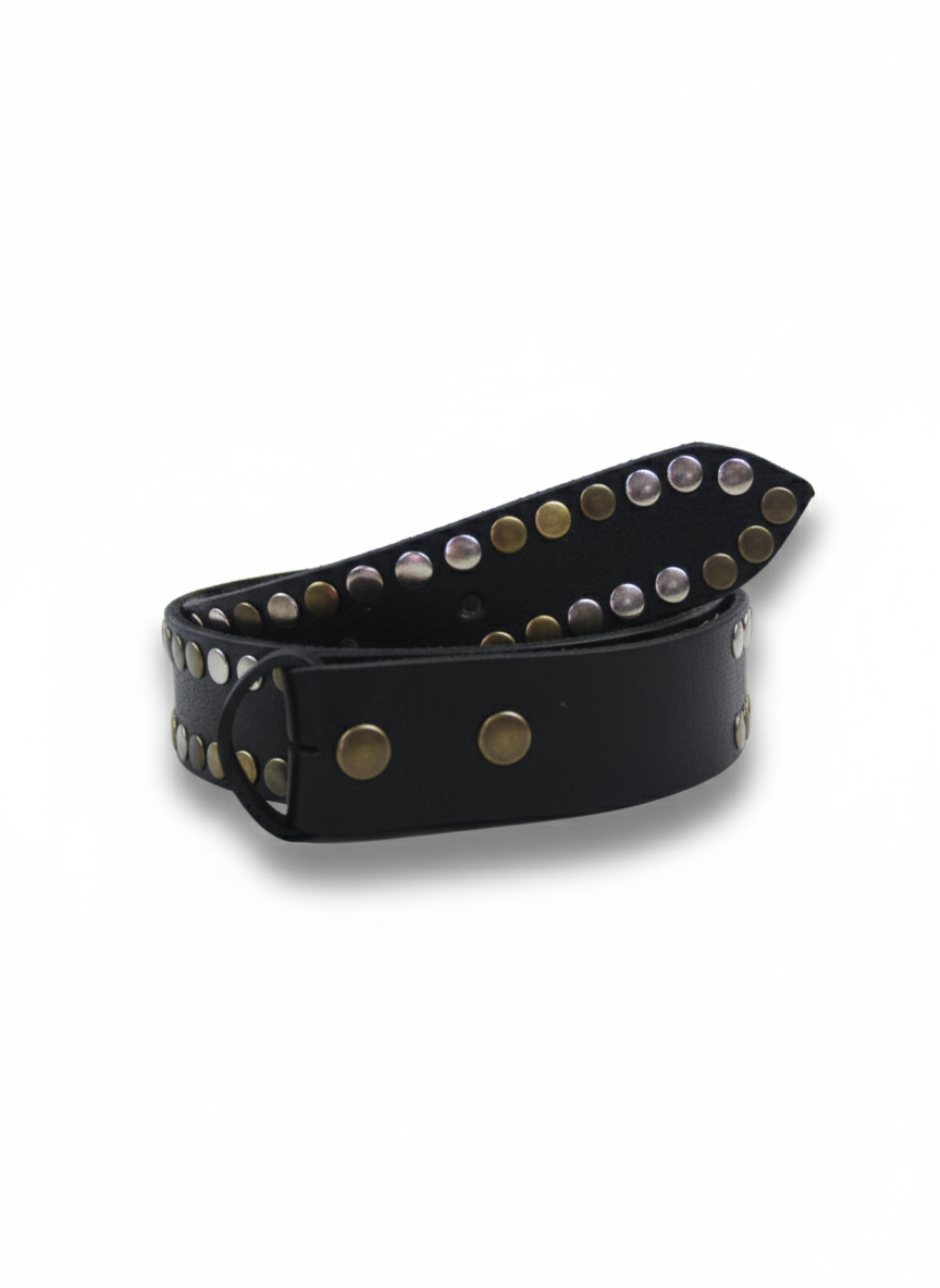 detalle negro cinturón de piel negro para unisex — ref. CJ4458