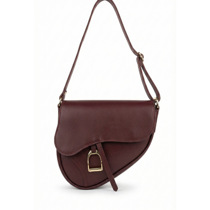 detalle negro bandolera de piel marrón chocolate para mujer — ref. CJ62186