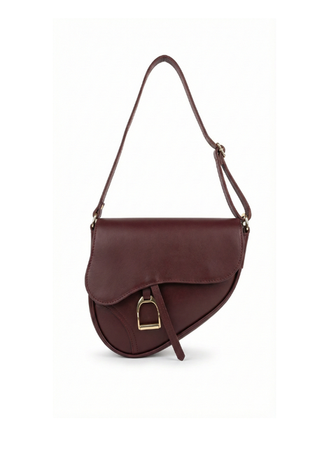 detalle negro bandolera de piel marrón chocolate para mujer — ref. CJ62186