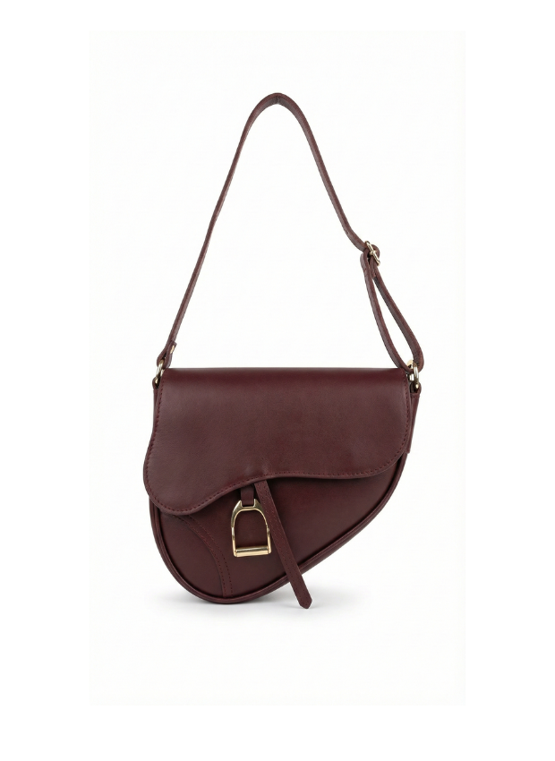detalle negro bandolera de piel marrón chocolate para mujer — ref. CJ62186