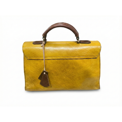 vista 3 amarillo satchel de piel marrón oscuro para mujer — CJ6663