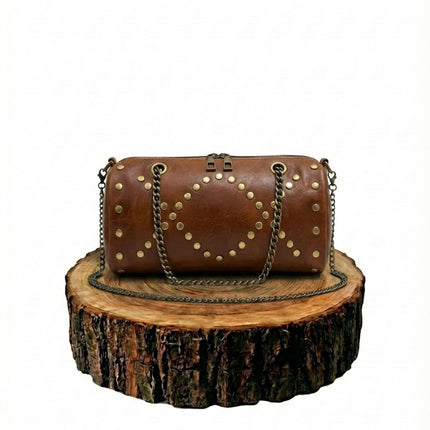 bolso de mano de piel marrón para mujer marrón vista frontal — CJ5242