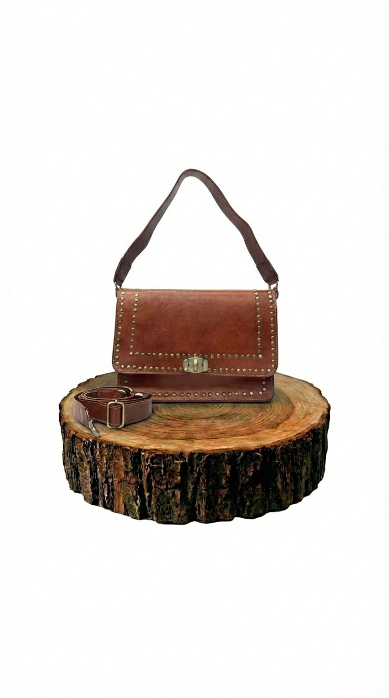bolso de mano de piel marrón para mujer marrón vista frontal — CJ7048