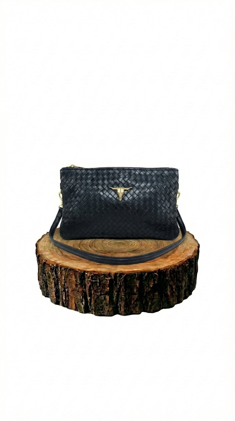 Bolso de Mano de Piel Negro para Mujer | CJ065