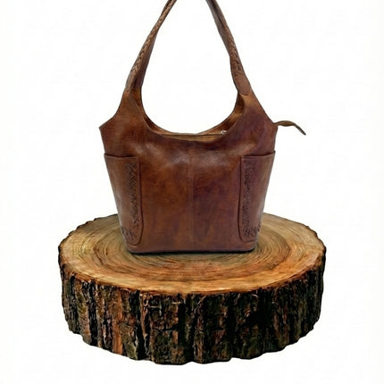 bolso shopper de piel marrón oscuro para mujer marrón oscuro vista frontal — CJ5863