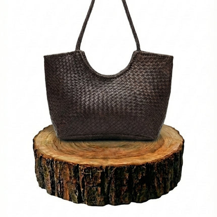 bolso de mano de piel marrón oscuro para mujer marrón oscuro vista frontal — CJ2251